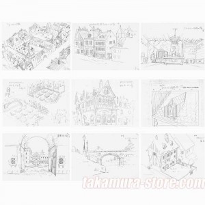 Wanwan Sanjushi Backgrounds model sheets